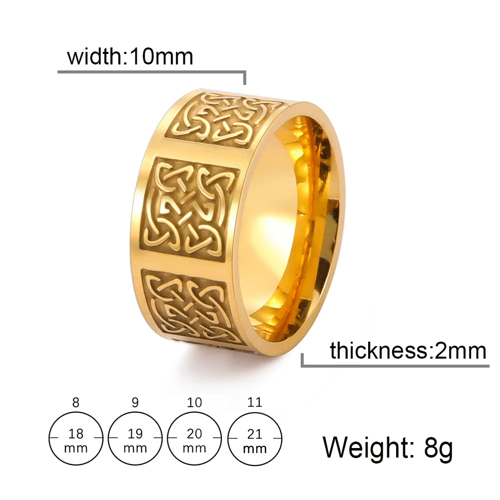 Skyrim Celtics Irish Knot Men's Ring Amulet Triquetra Couple Women Rings Vintage Stainless Steel Jewelry Gift Wholease