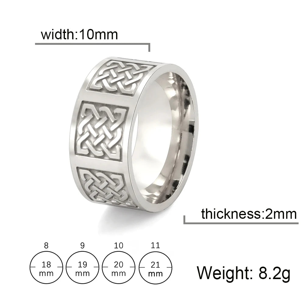 Skyrim Celtics Irish Knot Men's Ring Amulet Triquetra Couple Women Rings Vintage Stainless Steel Jewelry Gift Wholease