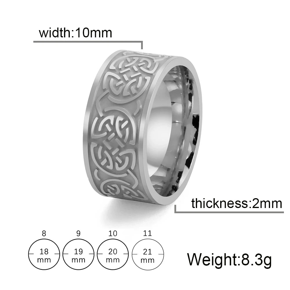 Skyrim Celtics Irish Knot Men's Ring Amulet Triquetra Couple Women Rings Vintage Stainless Steel Jewelry Gift Wholease