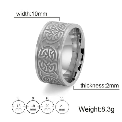 Skyrim Celtics Irish Knot Men's Ring Amulet Triquetra Couple Women Rings Vintage Stainless Steel Jewelry Gift Wholease