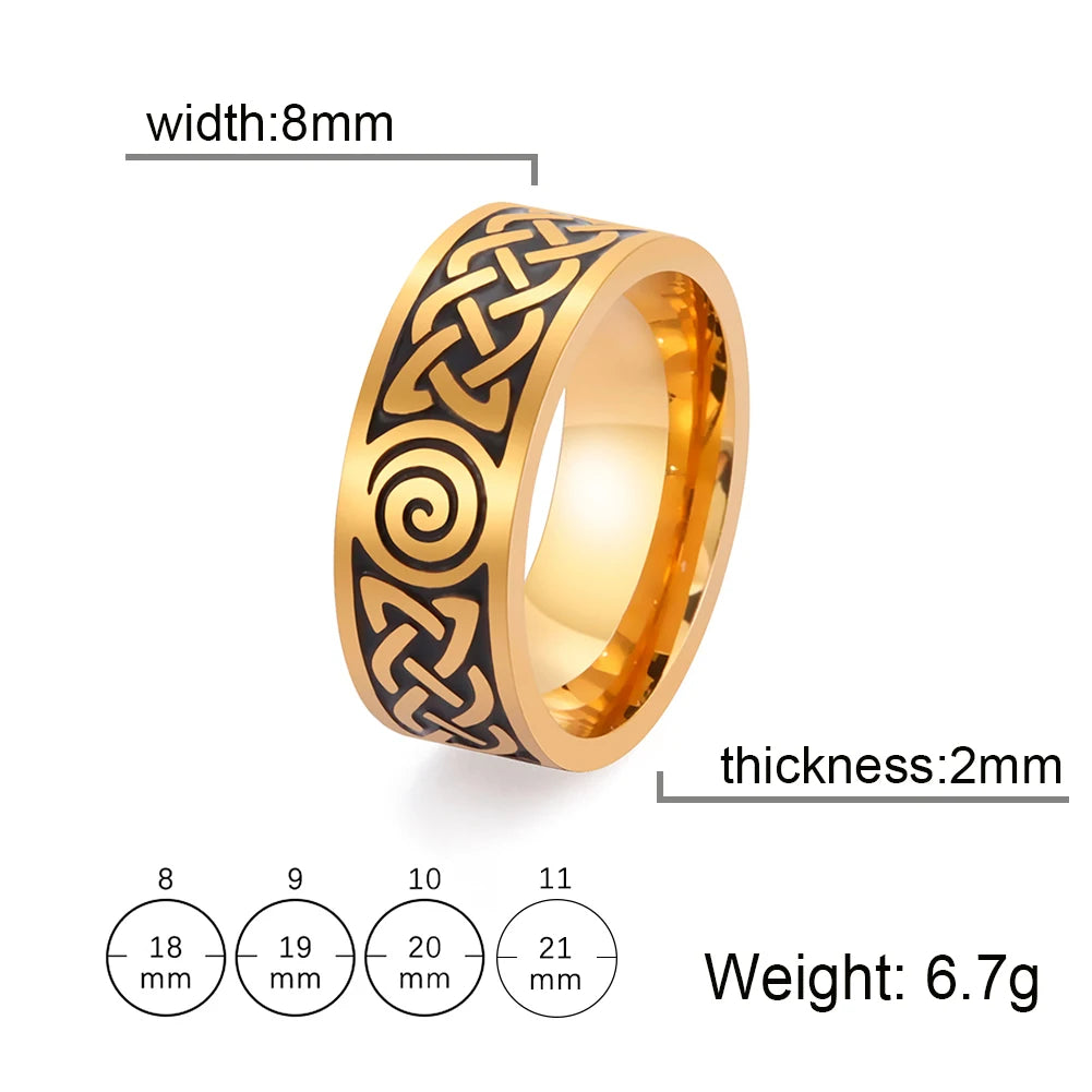 Skyrim Celtics Irish Knot Men's Ring Amulet Triquetra Couple Women Rings Vintage Stainless Steel Jewelry Gift Wholease