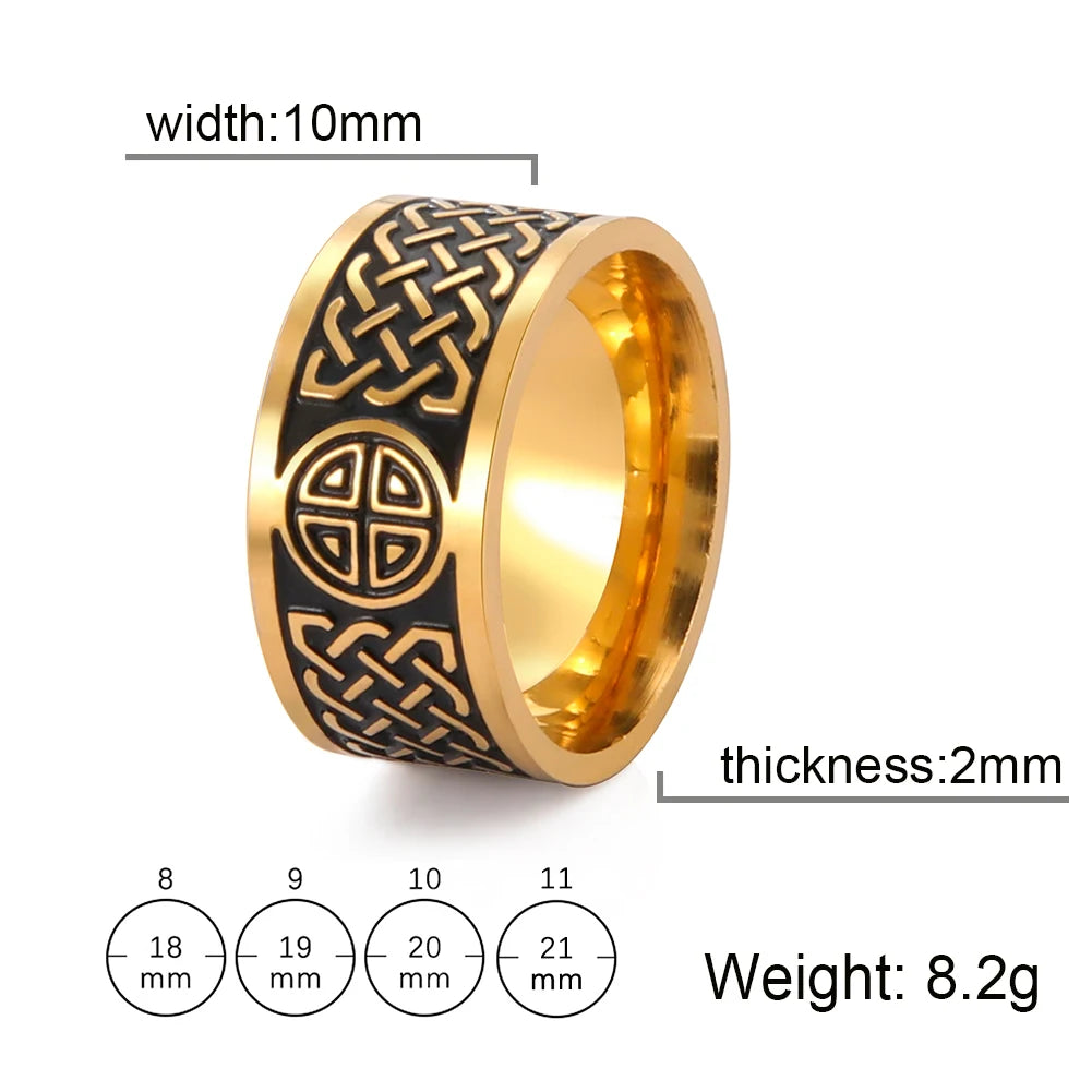 Skyrim Celtics Irish Knot Men's Ring Amulet Triquetra Couple Women Rings Vintage Stainless Steel Jewelry Gift Wholease