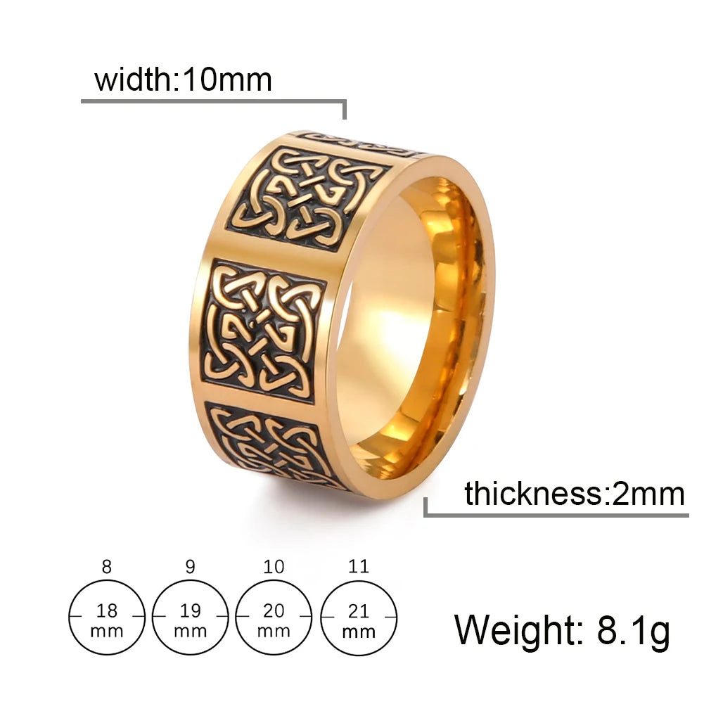 Skyrim Celtics Irish Knot Men's Ring Amulet Triquetra Couple Women Rings Vintage Stainless Steel Jewelry Gift Wholease