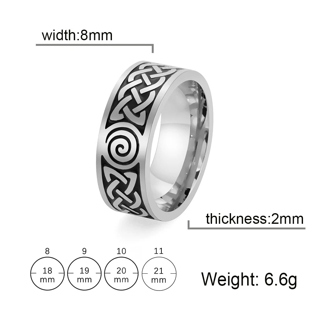 Skyrim Celtics Irish Knot Men's Ring Amulet Triquetra Couple Women Rings Vintage Stainless Steel Jewelry Gift Wholease