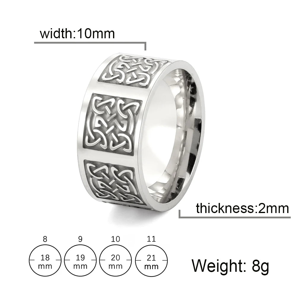 Skyrim Celtics Irish Knot Men's Ring Amulet Triquetra Couple Women Rings Vintage Stainless Steel Jewelry Gift Wholease