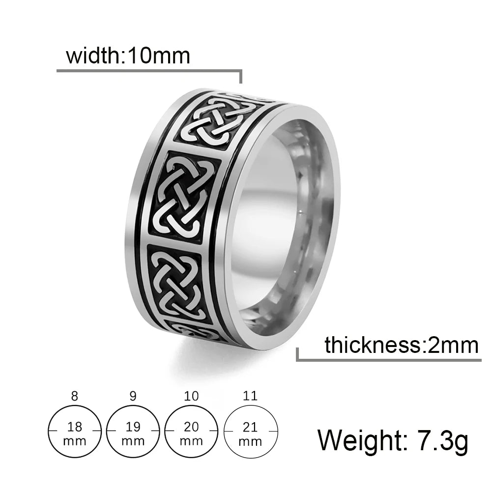 Skyrim Celtics Irish Knot Men's Ring Amulet Triquetra Couple Women Rings Vintage Stainless Steel Jewelry Gift Wholease