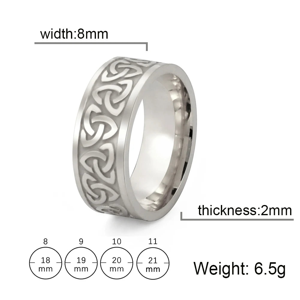 Skyrim Celtics Irish Knot Men's Ring Amulet Triquetra Couple Women Rings Vintage Stainless Steel Jewelry Gift Wholease