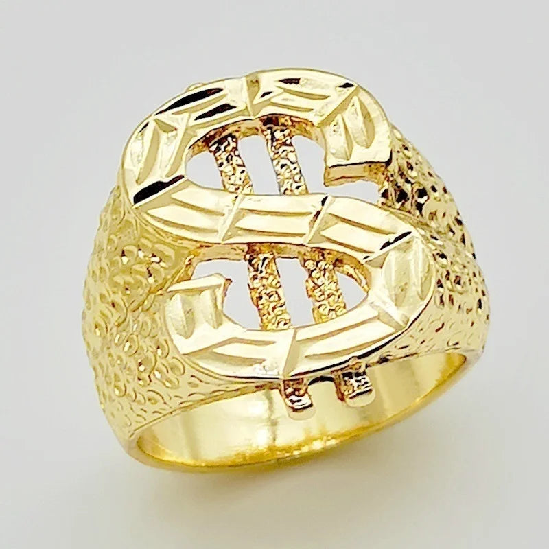 New Trend Letter Ring for Men Gold-plated Dollar S Ring Party Accessory Size 7-10