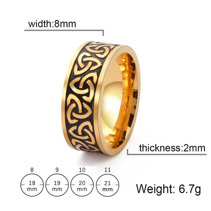 Skyrim Celtics Irish Knot Men's Ring Amulet Triquetra Couple Women Rings Vintage Stainless Steel Jewelry Gift Wholease