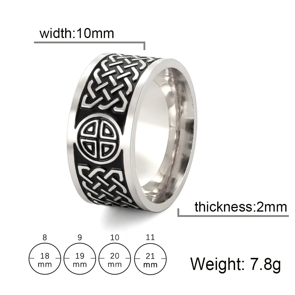 Skyrim Celtics Irish Knot Men's Ring Amulet Triquetra Couple Women Rings Vintage Stainless Steel Jewelry Gift Wholease