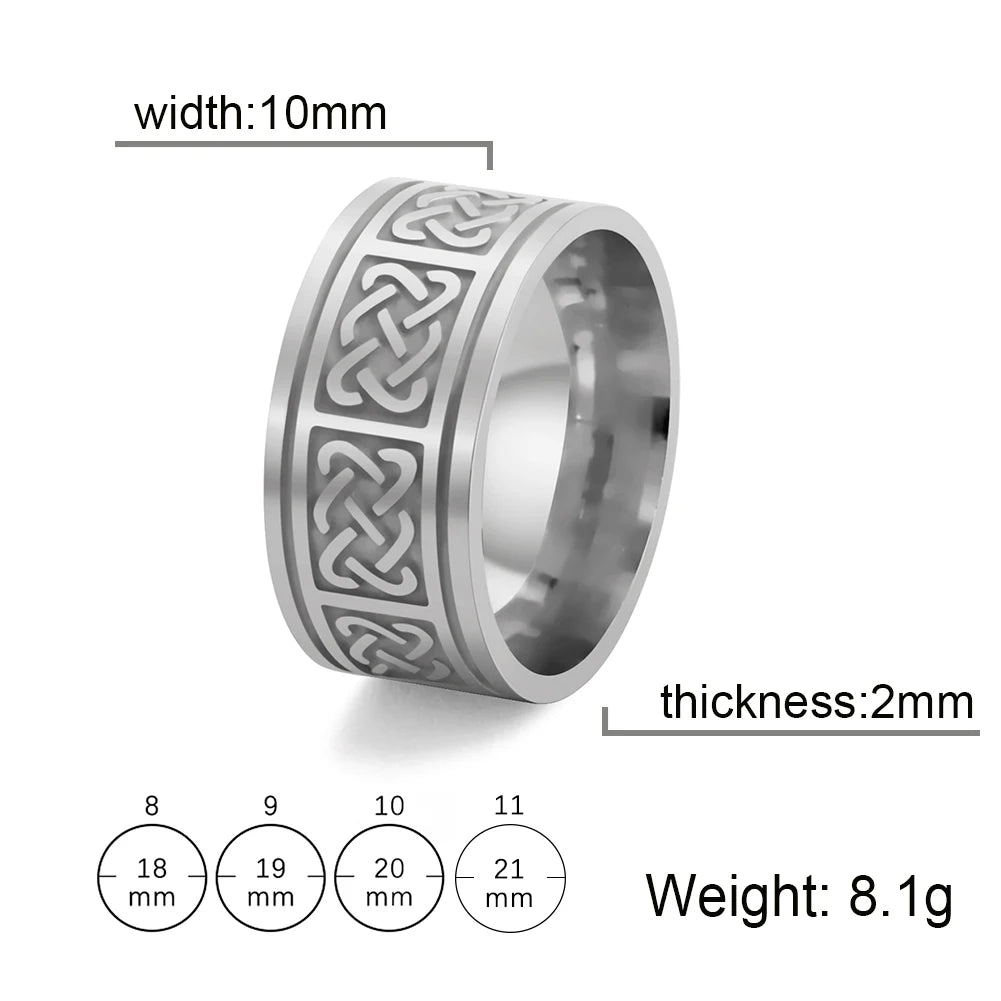 Skyrim Celtics Irish Knot Men's Ring Amulet Triquetra Couple Women Rings Vintage Stainless Steel Jewelry Gift Wholease