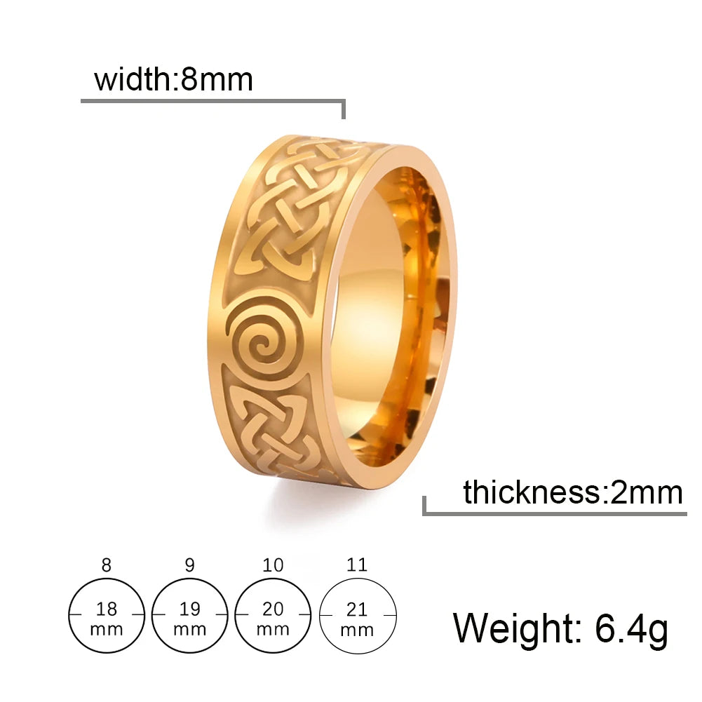 Skyrim Celtics Irish Knot Men's Ring Amulet Triquetra Couple Women Rings Vintage Stainless Steel Jewelry Gift Wholease