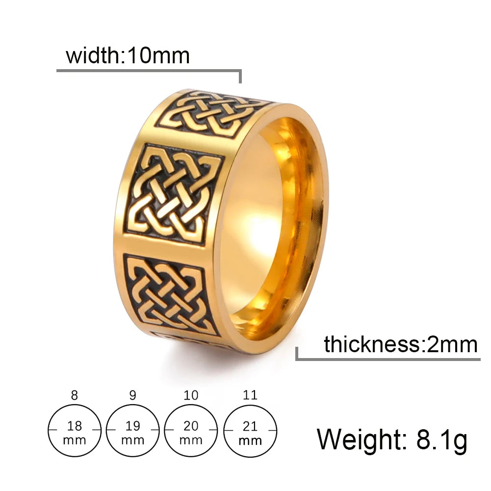 Skyrim Celtics Irish Knot Men's Ring Amulet Triquetra Couple Women Rings Vintage Stainless Steel Jewelry Gift Wholease