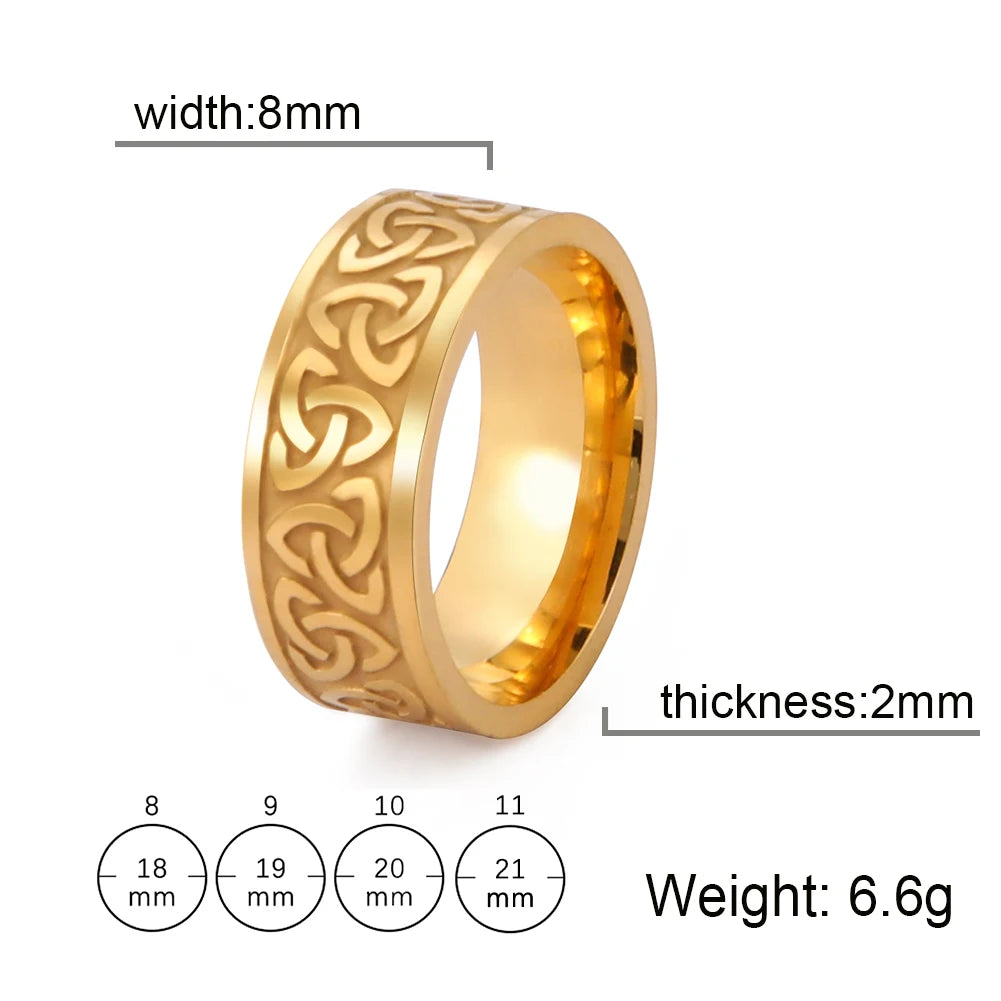 Skyrim Celtics Irish Knot Men's Ring Amulet Triquetra Couple Women Rings Vintage Stainless Steel Jewelry Gift Wholease