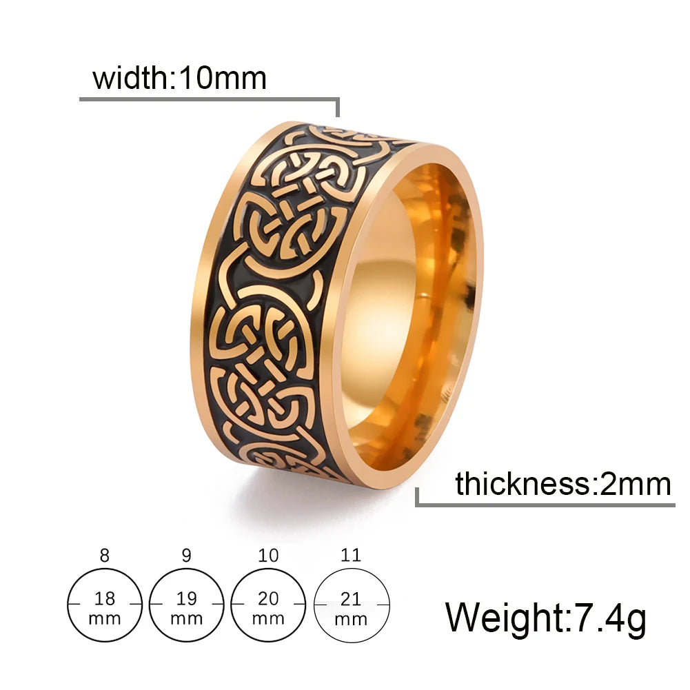 Skyrim Celtics Irish Knot Men's Ring Amulet Triquetra Couple Women Rings Vintage Stainless Steel Jewelry Gift Wholease