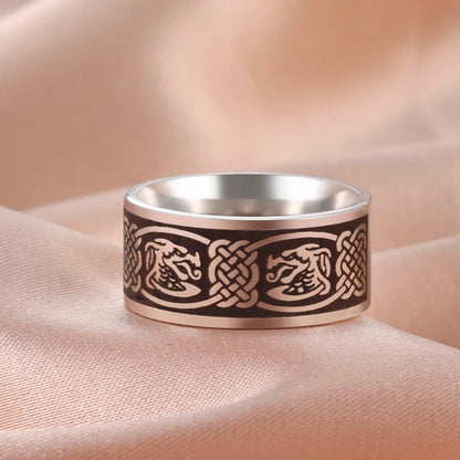 Skyrim Stainless Steel Triquetra Irish Knot Ring for Men Women Vintage Nordic Finger Rings Talisman Amulet Jewelry Gift