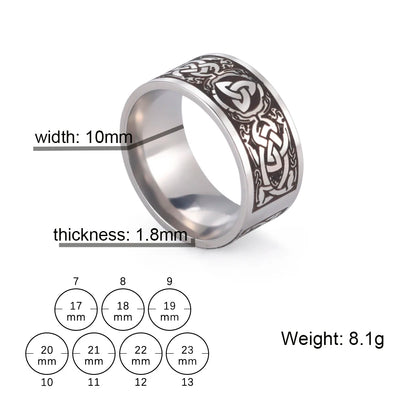 Skyrim Stainless Steel Triquetra Irish Knot Ring for Men Women Vintage Nordic Finger Rings Talisman Amulet Jewelry Gift