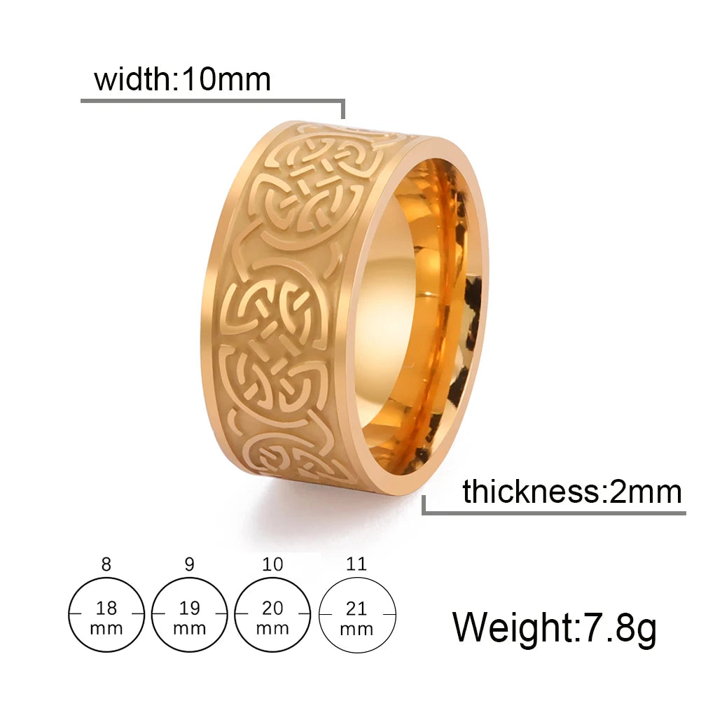 Skyrim Celtics Irish Knot Men's Ring Amulet Triquetra Couple Women Rings Vintage Stainless Steel Jewelry Gift Wholease