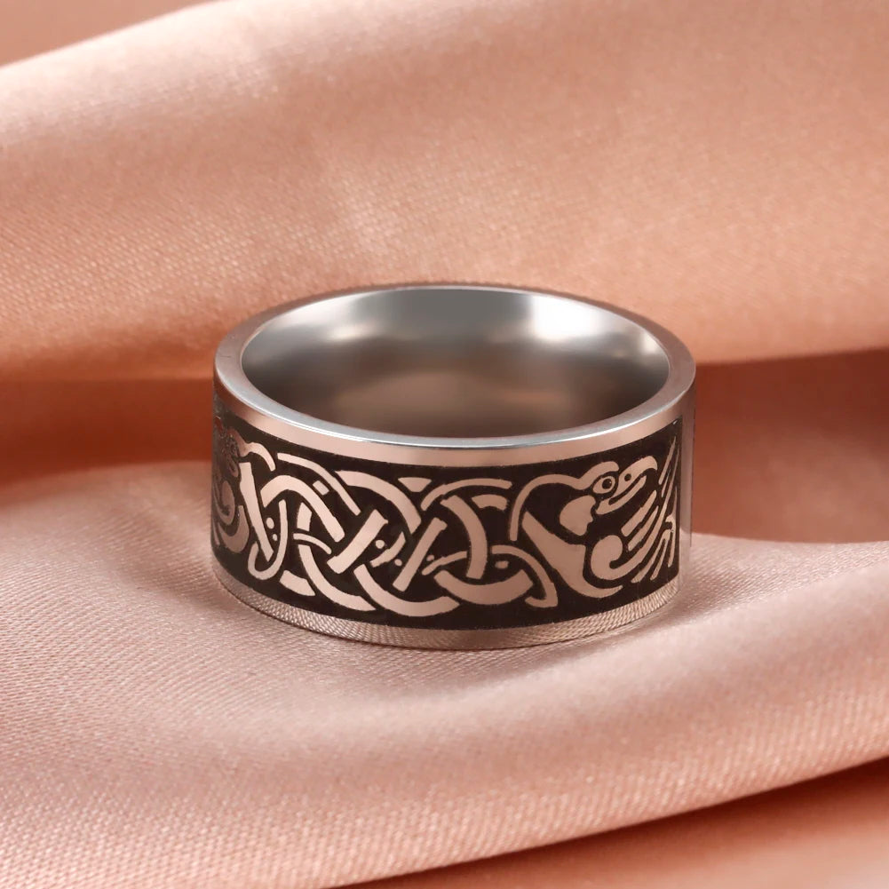 Skyrim Stainless Steel Triquetra Irish Knot Ring for Men Women Vintage Nordic Finger Rings Talisman Amulet Jewelry Gift