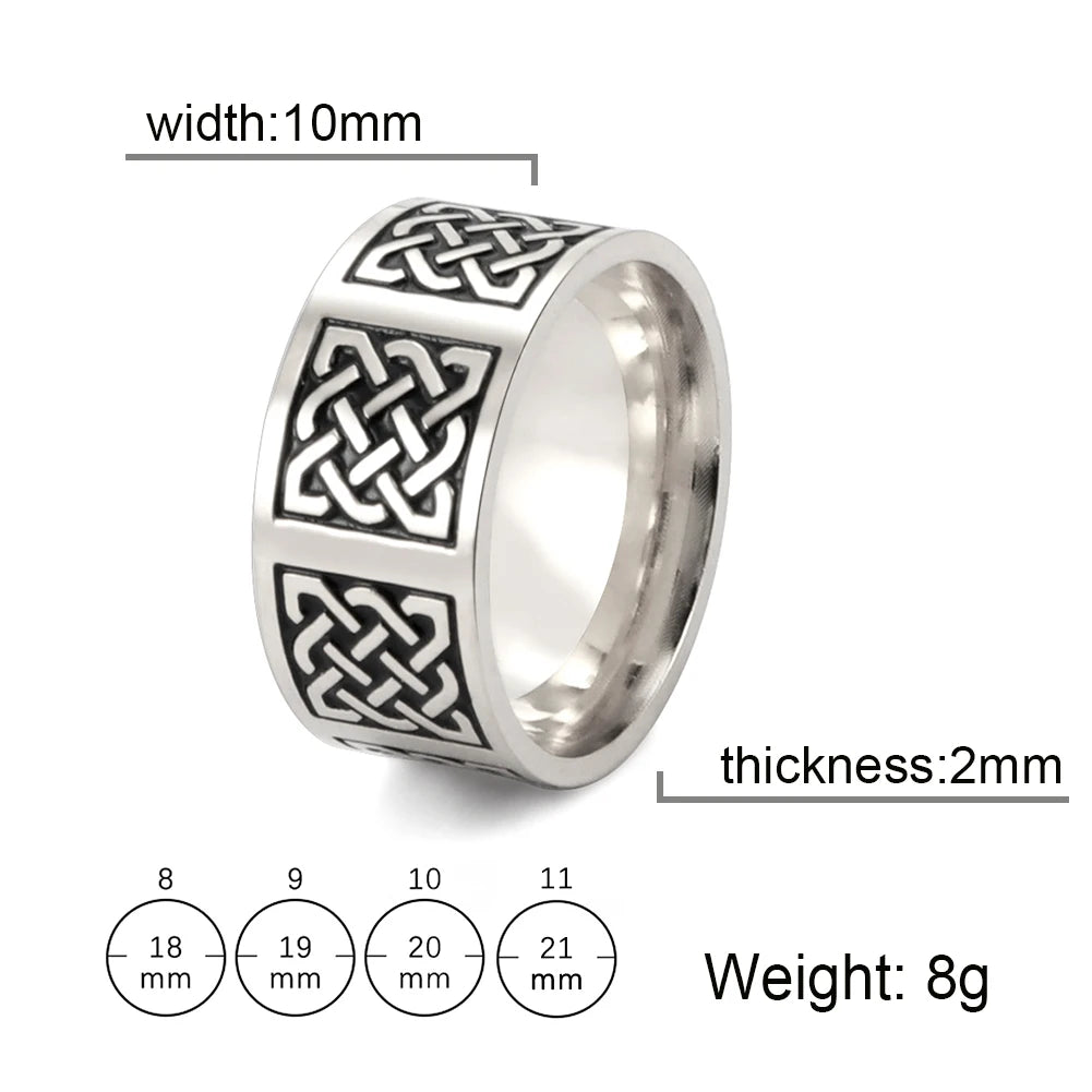 Skyrim Celtics Irish Knot Men's Ring Amulet Triquetra Couple Women Rings Vintage Stainless Steel Jewelry Gift Wholease