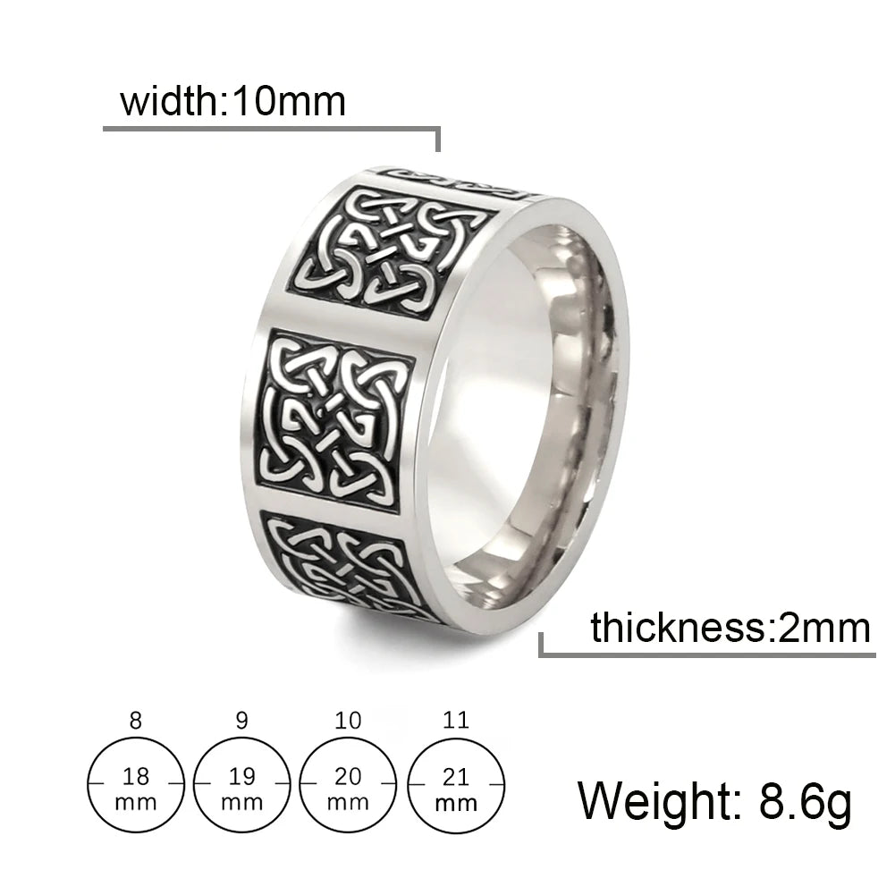 Skyrim Celtics Irish Knot Men's Ring Amulet Triquetra Couple Women Rings Vintage Stainless Steel Jewelry Gift Wholease