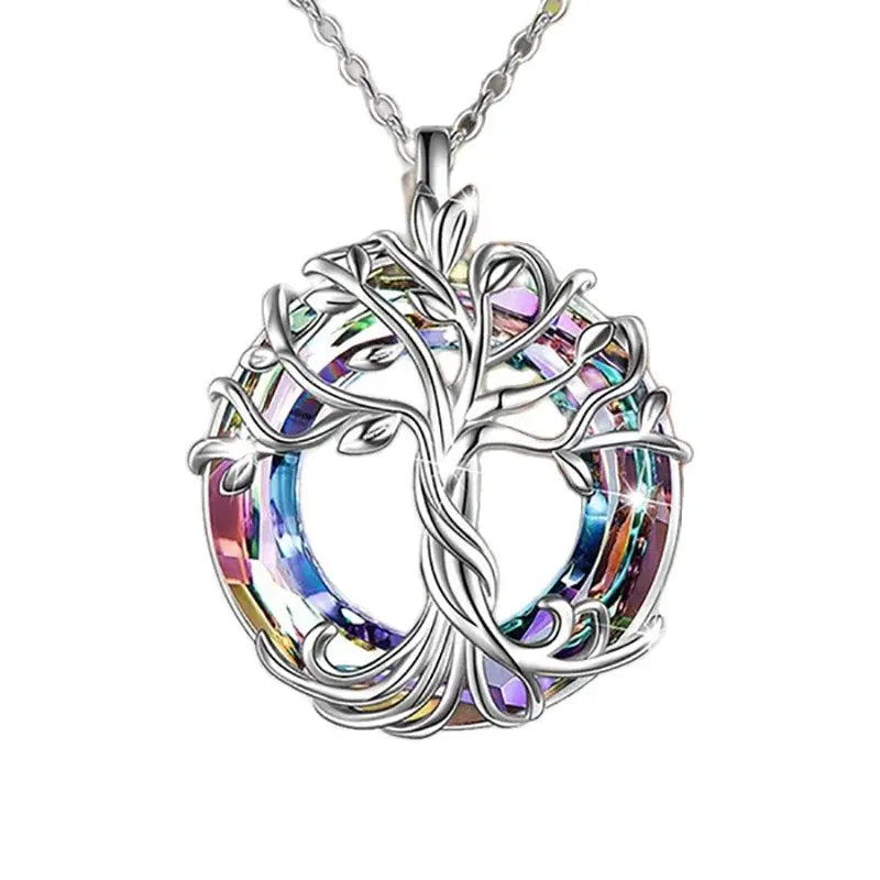 Exquisite Tree Of Life Necklaces Celtic Family Tree Necklace With Circle Crystal Jewelry Gifts For Women Girls Mom Birthday