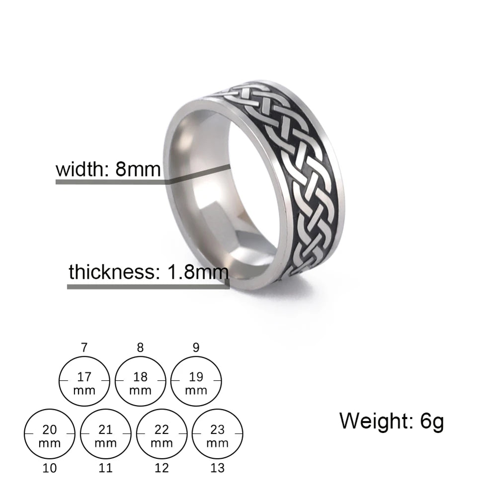 Stainless Steel Viking Celtic Ring Men Trinity Ring Wedding Band Vintage Irish Knot Jewelry Triquetra Amulet Finger Accessories