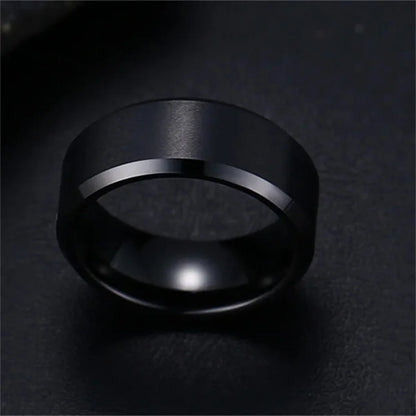 Fashion Charm Jewelry Ring for Men Women Stainless Steel Black Rings Wedding Engagement Band Quality Matte Male Jewelry