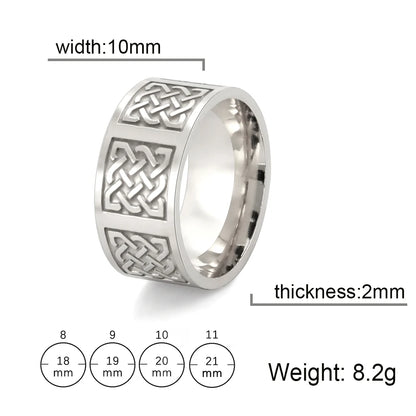 Stainless Steel Viking Celtic Ring Men Trinity Ring Wedding Band Vintage Irish Knot Jewelry Triquetra Amulet Finger Accessories