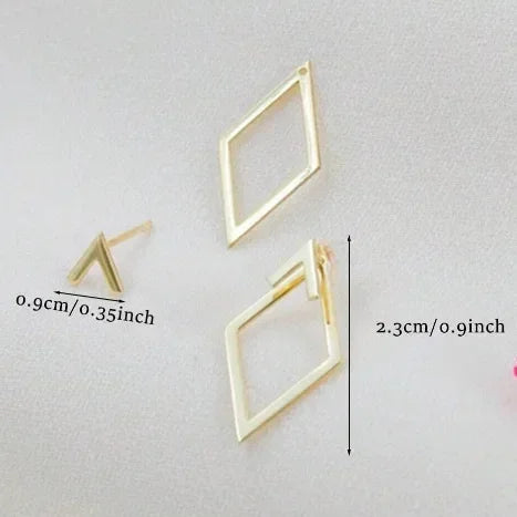 Retro Minimalist Geometric Square Detachable Triangles Stud Earrings for Women Fashion Jewelry Accessories Party Gifts