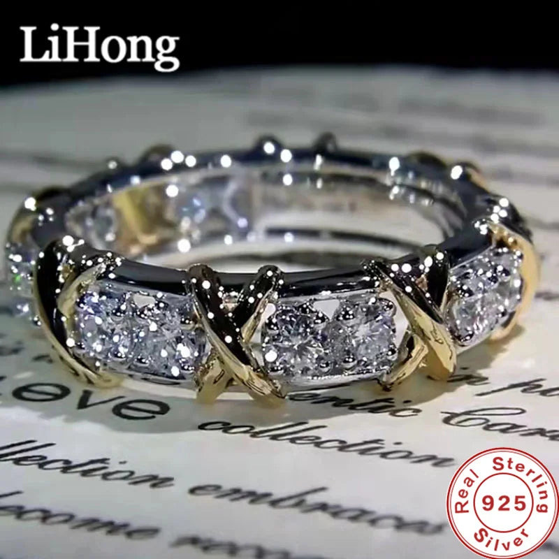 Luxury 925 Sterling Silver Ring Interlaced With Aaa Zircon Crystal Ring For A Woman'S Engagement Jewelry Gift