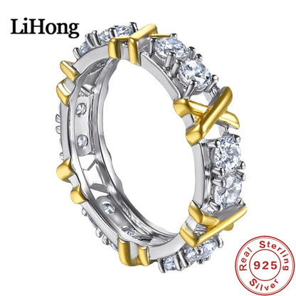 Luxury 925 Sterling Silver Ring Interlaced With Aaa Zircon Crystal Ring For A Woman'S Engagement Jewelry Gift