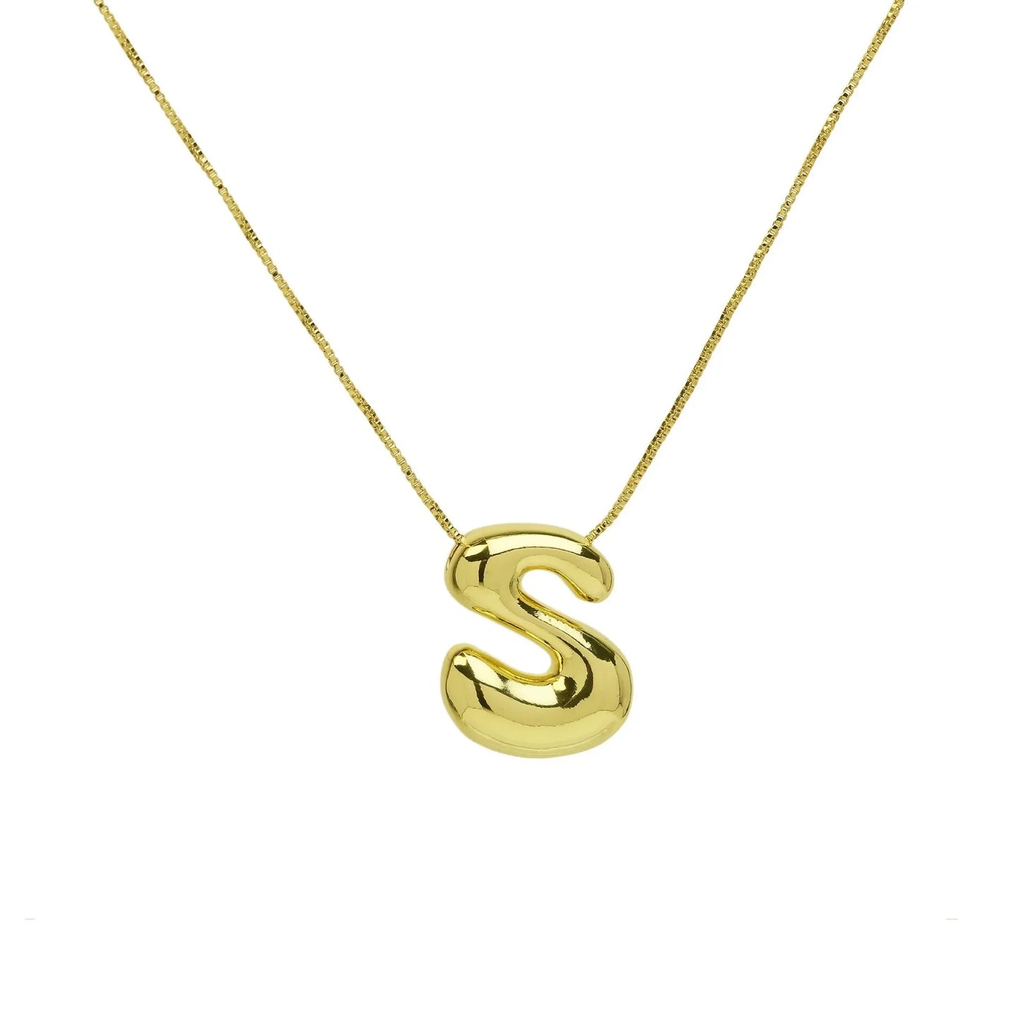 Creative A-Z Balloon Bubble Letter pendant Neckalce for Women 18k Gold Plated Chunky Initial Necklaces Jewelry Birthday Gift