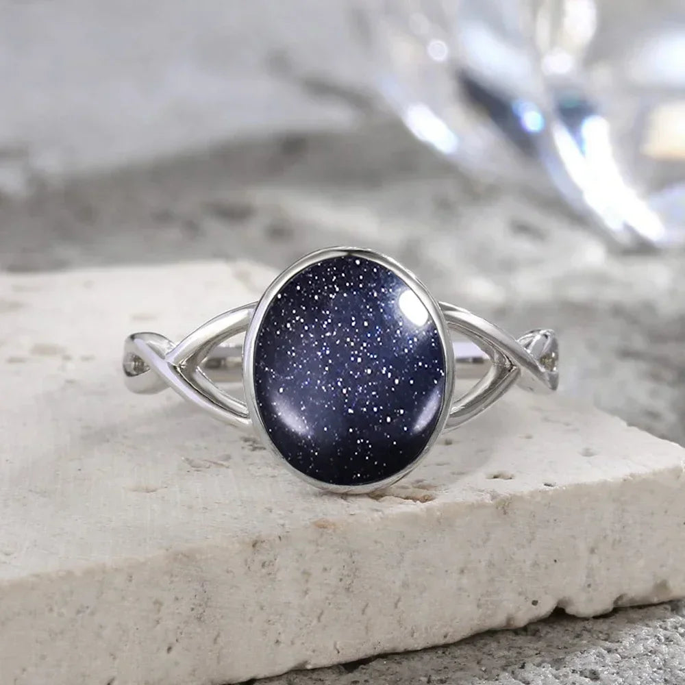 925 Sterling Silver Round Moonstone Gemstone Ladies Ring Birthstone Exquisite Ring Gift for Her