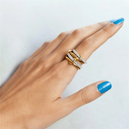 Fashion Gold Silver Rings for Women Non-Tarnish Dainty Gold Plated Statement Rings Stackable Rings Set for Women