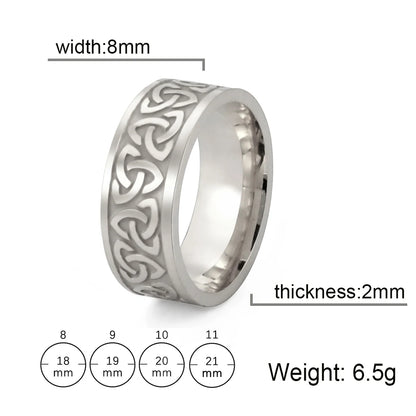 Stainless Steel Viking Celtic Ring Men Trinity Ring Wedding Band Vintage Irish Knot Jewelry Triquetra Amulet Finger Accessories