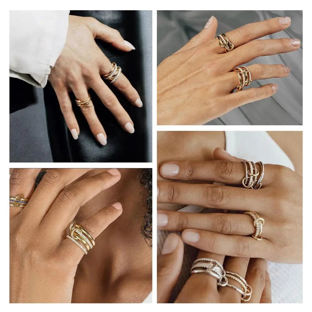 Fashion Gold Silver Rings for Women Non-Tarnish Dainty Gold Plated Statement Rings Stackable Rings Set for Women