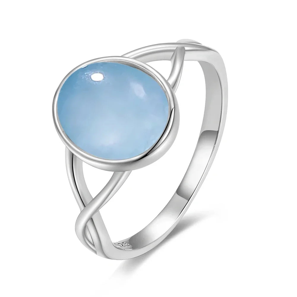 925 Sterling Silver Round Moonstone Gemstone Ladies Ring Birthstone Exquisite Ring Gift for Her