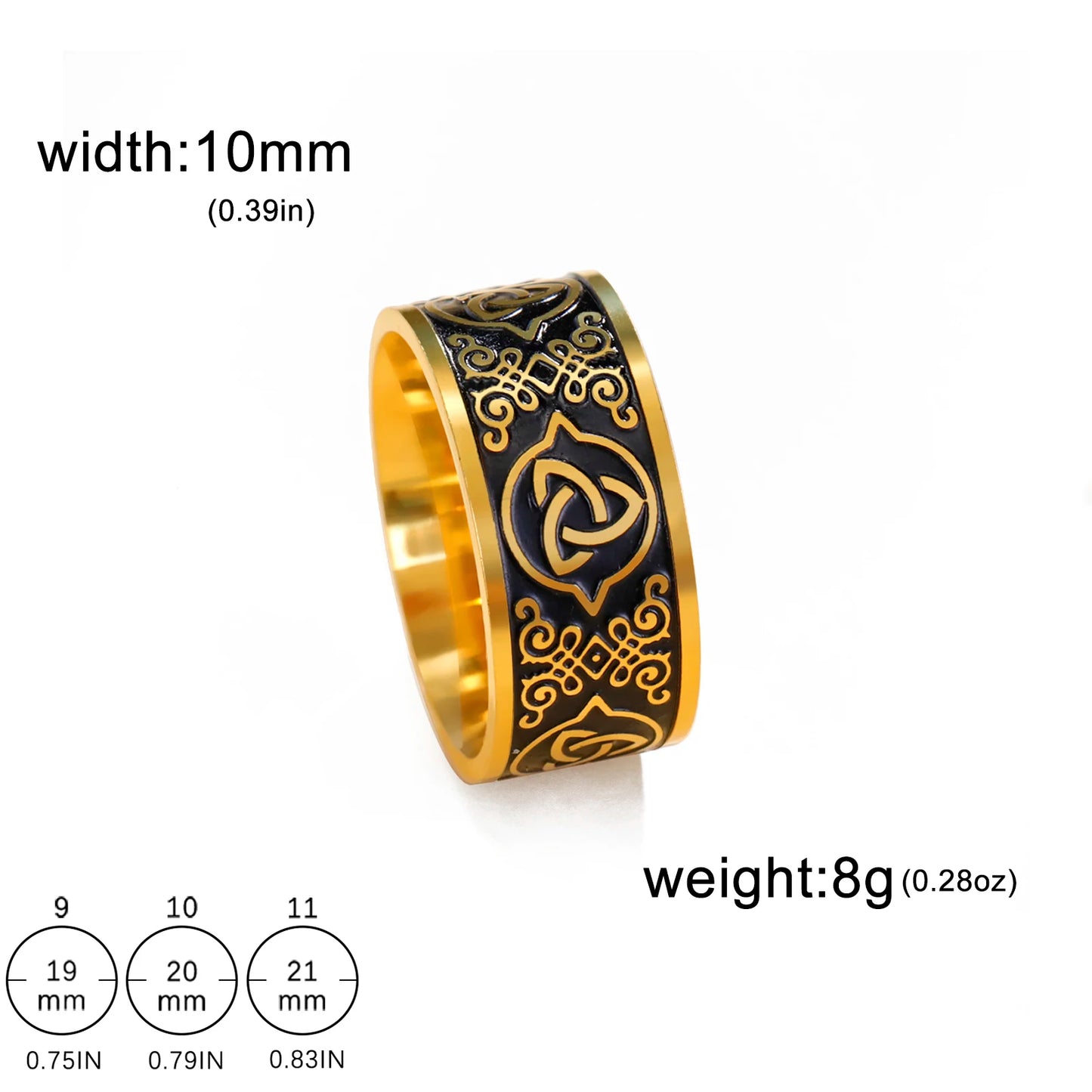 Skyrim Celtics Irish Knot Men's Ring Amulet Triquetra Couple Women Rings Vintage Stainless Steel Jewelry Gift Wholease