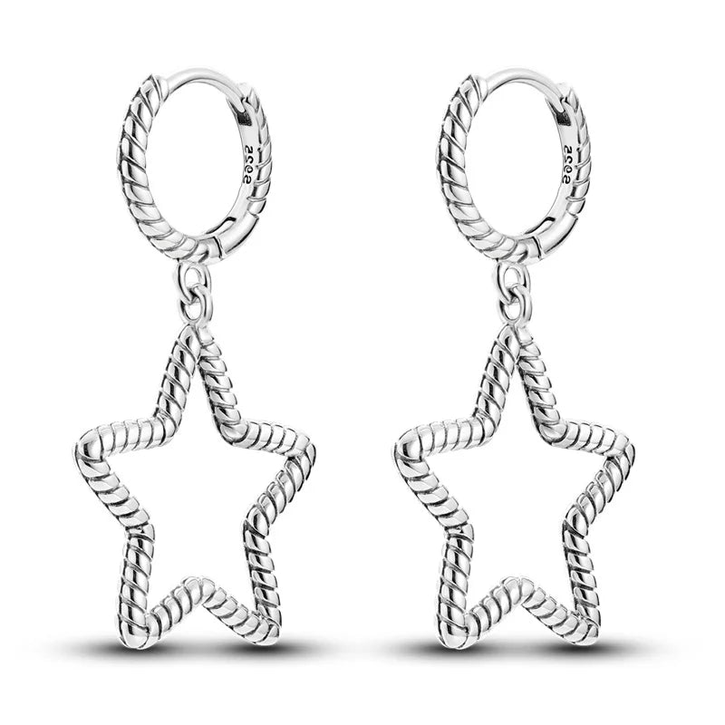 2024 Sterling Silver S925 Ear Loops Star Ringed Snake Bone Earrings Pendant Simple Jewelry For Women Girls Party birthday Gifts