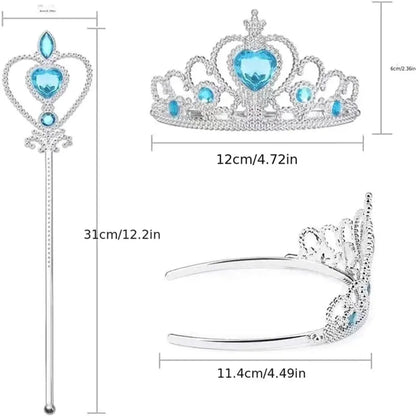 6pcs Rhinestone Tiara Crown and Magic Wand With Glitter Crystal Head Hoop Jewelry Hair Accessories For Girls Teens Birthday Gift