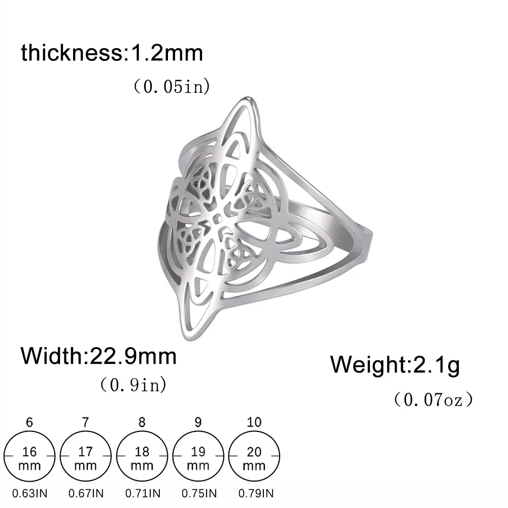 Skyrim Witchcraft Witch Knot Ring Stainless Steel Finger Rings Wicca Triquetra Celtics Knot Amulet Protection Jewelry Women Men