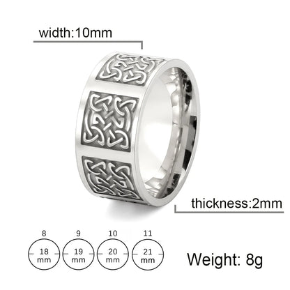 Stainless Steel Viking Celtic Ring Men Trinity Ring Wedding Band Vintage Irish Knot Jewelry Triquetra Amulet Finger Accessories