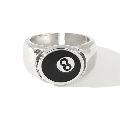 Number 8 Black Pool Billiard Ball Ring for Man, Personality Charm, Cocktail Party Accessories, Eight ,