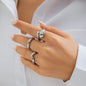 3Pcs Trendy Creative Geometric Wave Shaped Ring Set for Women Design Irregular Adjustable Open Ring Finger Jewelry Accessories