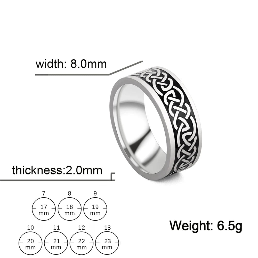 Stainless Steel Viking Celtic Ring Men Trinity Ring Wedding Band Vintage Irish Knot Jewelry Triquetra Amulet Finger Accessories