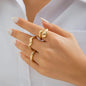 3Pcs Trendy Creative Geometric Wave Shaped Ring Set for Women Design Irregular Adjustable Open Ring Finger Jewelry Accessories