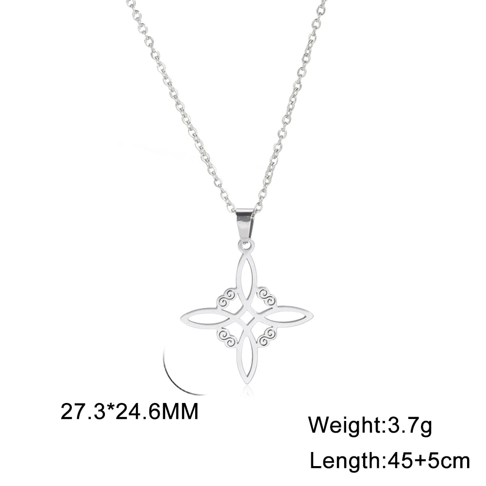 Skyrim Wicca Witchcraft Witch Knot Necklace Stainless Steel Choker Necklaces Vintage Amulet Supernatural Jewelry Gift for Women