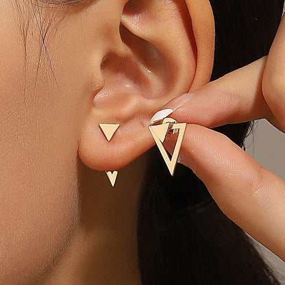 Retro Minimalist Geometric Square Detachable Triangles Stud Earrings for Women Fashion Jewelry Accessories Party Gifts