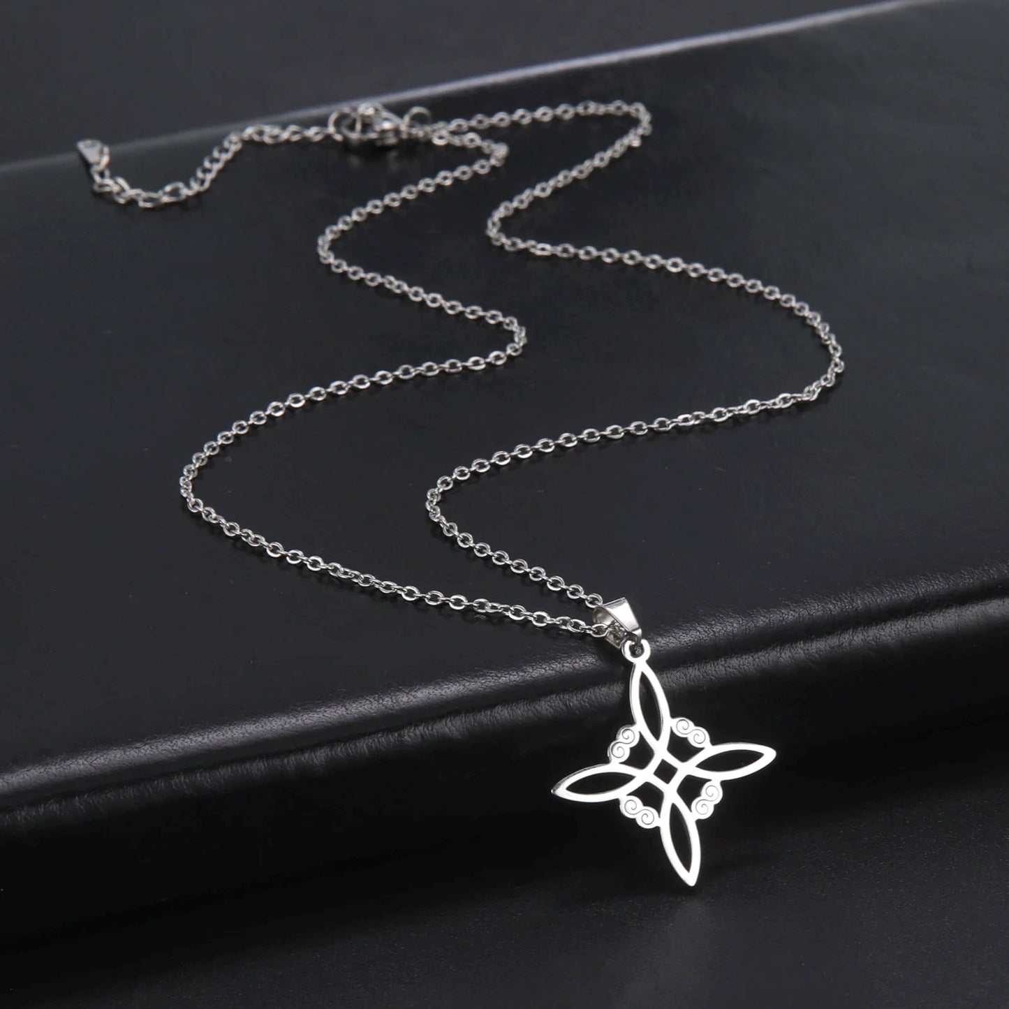 Skyrim Wicca Witchcraft Witch Knot Necklace Stainless Steel Choker Necklaces Vintage Amulet Supernatural Jewelry Gift for Women